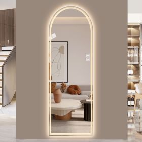 65" x 21"  Arch LED Bathroom Mirror - Dimmable Wall Mount Vanity Mirror with Anti-Fog, Shatterproof Glass, Tri-Color Lighting for Makeup Studio & Home