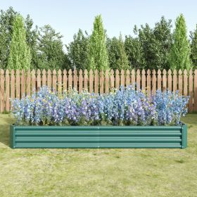2PCS Green 8Ã—4Ã—1ft Metal Raised Rectangle Garden Planter Beds