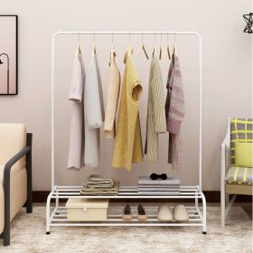 Heavy Duty Garment Rack, Metal Clothes Rack with Bottom Shelf, Standing Coat Rack for Bedroom, Laundry Room, Small Spaces, 47.2"L x 17.7"W, White