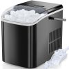 Countertop Ice Maker, Self-Cleaning Portable Ice Maker Machine with Handle and Ice Scoop 9Pcs/6Min 26.5Lbs/24H Black