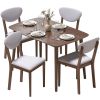 5-Piece Dining Table Set for 4, Mid-Century Modern Kitchen Table and Chairs, Light Gray