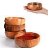 10 pcs Acacia Wooden Bowls Small Calabash Bowls Carved Calabash Dip Trays for Serving Popcorn Pasta Candy Cereal Coconut Nuts Sauce Appetizers Kitchen