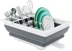 Collapsible Dish Drainer Portable Dinnerware Drainer Organizer for Kitchen RV Campers Travel Trailer Space Saving Kitchen Storage Tray