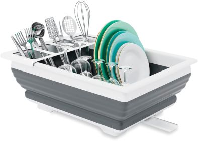 Collapsible Dish Drainer Portable Dinnerware Drainer Organizer for Kitchen RV Campers Travel Trailer Space Saving Kitchen Storage Tray