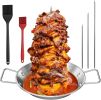 Al Pastor Skewer for Grill, Vertical Shawarma Skewer Stand, Vertical Spit for Oven with 3 Removable Spikes (8'/10"/12') and 2 Brushes