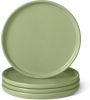 Glazed Stoneware Appetizer Plates, Ceramic 4-Piece Set, Microwave and Dishwasher-Safe, 6.7 in., Olive