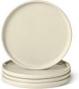 Glazed Stoneware Appetizer Plates, Ceramic 4-Piece Set, Microwave and Dishwasher-Safe, 6.7 in., Ivory