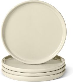 Glazed Stoneware Appetizer Plates, Ceramic 4-Piece Set, Microwave and Dishwasher-Safe, 6.7 in., Ivory