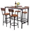 Bar Table, 5PCS 47″ Bars Tables Set, Bar Tables and Chair Set with Rounded Edge Design, Rectangular Pub Table with Four Stools for Living Room
