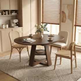 43.3in-59in Extendable Round Dining Table for 4-8,Modern Kitchen Oval Dining Table with Removable Leaves Space Saving