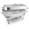 1.19 Gal Stainless Steel Dual Tray Chafing Dish – Buffet Food Warmer with Durable Metal Construction