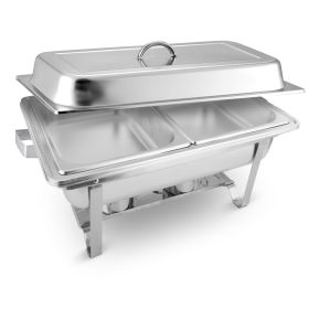 1.19 Gal Stainless Steel Dual Tray Chafing Dish – Buffet Food Warmer with Durable Metal Construction