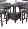 Dining Table Round Counter height Dining Table w Shelve 1pc Table Only Built In Leaf Solid wood Gray Finish