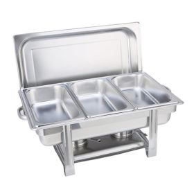 Stainless Steel Triple Tray Chafing Dish – Buffet Food Warmer with Durable Metal Construction