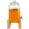 Beverage Dispenser, 1.5 Gallon Drink Dispensers for Parties, 2PC,Glass Juice Dispenser with Stand, Stainless Steel Spigot