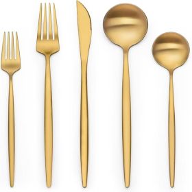40-piece gold and silver cutlery set, 8-person stainless steel cutlery set, food-grade knives, forks and spoons.