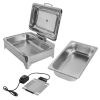 Electric Chafing Dish 9L/9.5QT 400W 110V Food Warmer Temperature Adjustable with Glass Lid for Catering