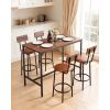 Bar Table, 5PCS 47″ Bars Tables Set, Bar Tables and Chair Set with Rounded Edge Design, Rectangular Pub Table with Four Stools for Living Room