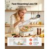 Electric Food Steamer 6.3 QT Glass with 2-Tier Stainless Steel Trays, 1200W Vegetable Steamer for Cooking, 1-3 Servings, Pre-Programmed Settings