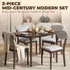 5-Piece Dining Table Set for 4, Mid-Century Modern Kitchen Table and Chairs, Light Gray