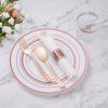 175 Piece Rose Gold Plastic Dinnerware Set for 25 Guests, Fancy Disposable Plates for Party, Include: 25 Dinner Plates, 25 Dessert Plates