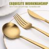 40-piece gold and silver cutlery set, 8-person stainless steel cutlery set, food-grade knives, forks and spoons.