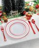 350 Piece Red Plastic Dinnerware Set for 50 Guests, Fancy Disposable Plates for Party, Include: 50 Dinner Plates, 50 Dessert Plates