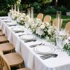 EI 180pcs White Plastic Dinnerware Set Include Black Disposable Silverware,Dinner and Dessert Plates,Cups