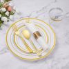 175 Piece Gold Plastic Dinnerware Set for 25 Guests, Fancy Disposable Plates for Party, Include: 25 Dinner Plates, 25 Dessert Plates