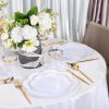 EI 180pcs White Plastic Plates with Gold Plastic Silverware,Heavy-Duty Disposable Plates for Party,White Dinnerware Set for 30 Guest Wedding,Birthday