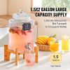 Beverage Dispenser, 1.5 Gallon Drink Dispensers for Parties, 2PC,Glass Juice Dispenser with Stand, Stainless Steel Spigot