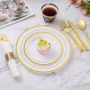 175 Piece Gold Plastic Dinnerware Set for 25 Guests, Fancy Disposable Plates for Party, Include: 25 Dinner Plates, 25 Dessert Plates