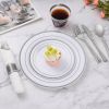 175 Piece Silver Plastic Dinnerware Set for 25 Guests, Fancy Disposable Plates for Party, Include: 25 Dinner Plates, 25 Dessert Plates