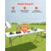 Folding Table, 8 Ft Heavy Duty Portable Fold-in-Half Utility Table, Indoor Outdoor Plastic Rectangle Table with Built in Handle, for Party, Dining