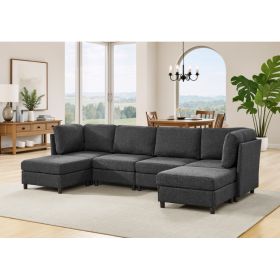 Modern Modular Corner Sofa - Freely Configurable with (Option: DARK GREY)