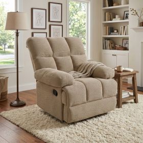 Modern Manual Rocker Recliner Chair, with nubby upholstery Fabric for Living Room (Option: Camel)