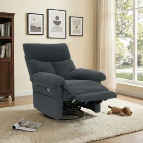Modern Swivel Rocker Recliner Chair, Manual Overstuffed Glider Armchair with Textured Fabric for Living Room and Nursery (Option: Dark Gray)