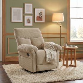 Modern Swivel Rocker Recliner Chair, Manual Overstuffed Glider Armchair with Textured Fabric for Living Room and Nursery (Option: Camel)