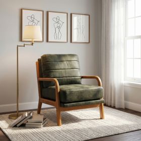 Foil fabric wood armchair (Option: Olive Green)