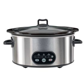 6/8 Quart Slow Cooker with 3 Cooking Settings, Non-Stick Ceramic Inner Pot, Dishwasher-Safe Lid, Multi-Functional Slow Cooker for Soups, Stews (Color: Silvery, size: 8L)
