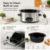6/8 Quart Slow Cooker with 3 Cooking Settings, Non-Stick Ceramic Inner Pot, Dishwasher-Safe Lid, Multi-Functional Slow Cooker for Soups, Stews