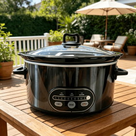 6/8 Quart Slow Cooker with 3 Cooking Settings, Non-Stick Ceramic Inner Pot, Dishwasher-Safe Lid, Multi-Functional Slow Cooker for Soups, Stews (Color: Black, size: 8L)