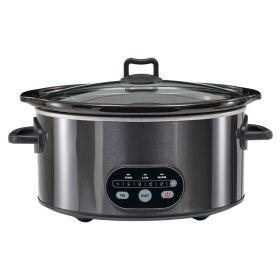 6/8 Quart Slow Cooker with 3 Cooking Settings, Non-Stick Ceramic Inner Pot, Dishwasher-Safe Lid, Multi-Functional Slow Cooker for Soups, Stews (Color: Black, size: 6L)