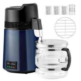 Water Distiller, 6L 1.6 Gallon Larger Pure Water Purifier Filter For Home Table Countertop, 900W Glass Pot Distilled Maker (Color: Blue + Black)