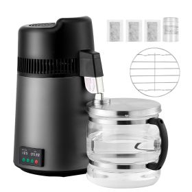 Water Distiller, 6L 1.6 Gallon Larger Pure Water Purifier Filter For Home Table Countertop, 900W Glass Pot Distilled Maker (Color: Gray + Black)