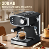 Italian espresso machine with semi-automatic coffee brewing, pressure gauge, milk frother, steam bar, 1350W 51mm grinder
