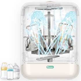 Baby Bottle Washer, Sterilizer and Dryer Pro Cleaning Machine with 360° Dual Spray Arms, Steam Sterilization, Drying Function (Color: White)