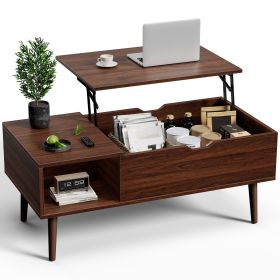 Lift Top Coffee Tables For Living Room 39.37"x19.7" Desk Tea Wood Dining Tables Adjustable Storage Shelf Easy Lift Or Lower (Color: grey red)