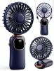 Portable Handheld Fan, 4000mAh Battery Operated 3 in 1 Multifunction Personal Travel Fans with Digital Display, 90° Foldable Desk Fans with Base