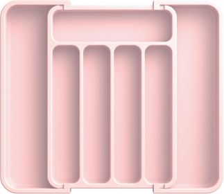 Silverware Organizer - Expandable Kitchen Drawer Organizer, Adjustable Utensil Organizer, Cutlery Tray for Forks, Knives (Color: Pink)